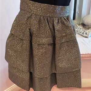 Diane Von Furstenberg Metallic Gold A-Line Skirt